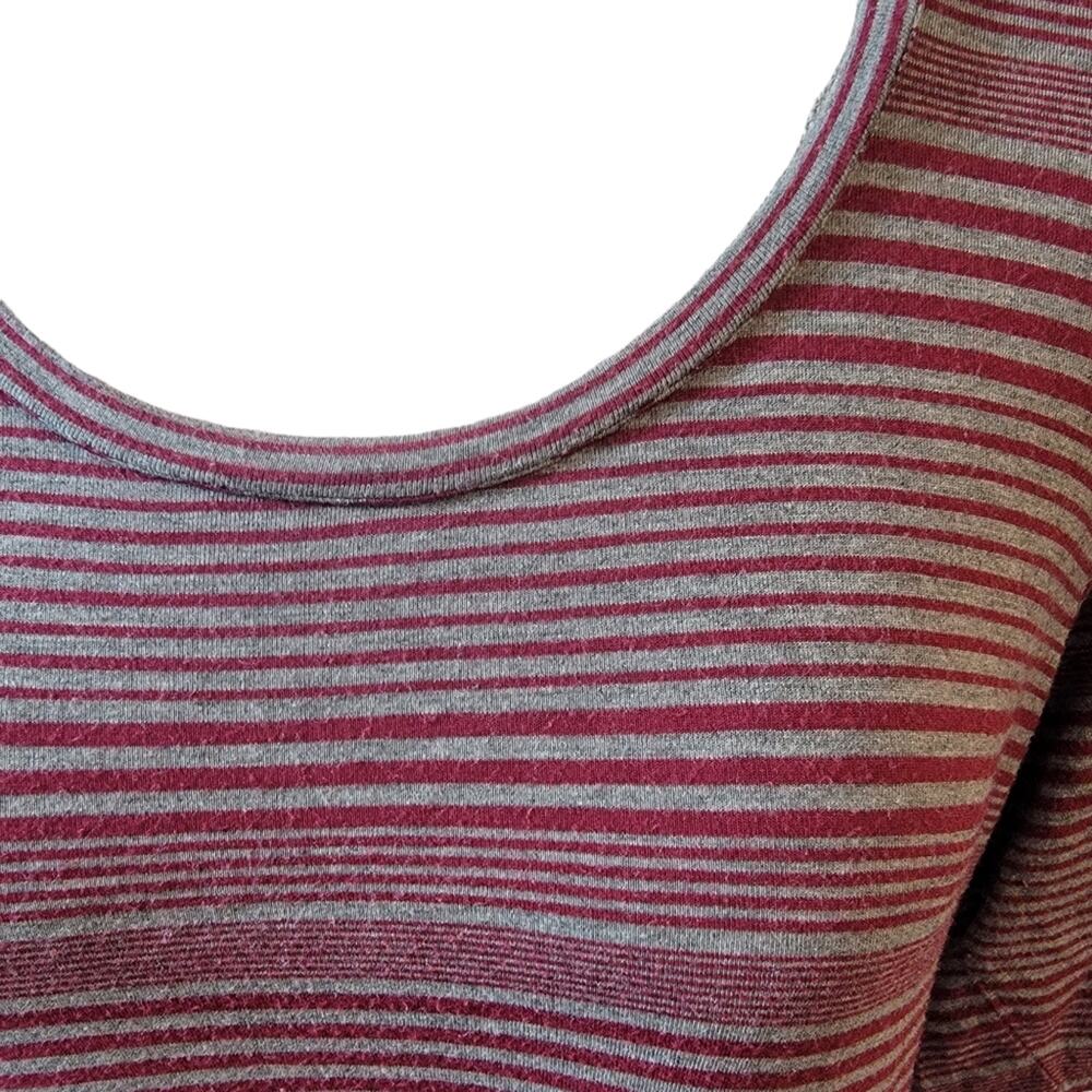 Torrid Red Wine/Heather Grey Striped Skater Dress with Pockets Short Sleeve 1/1x - Picture 3 of 5